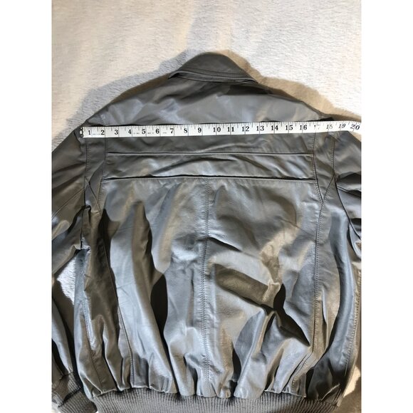 Etienne Aigner Women's Vintage Gray Leather Bomber Jacket - Picture 7 of 9